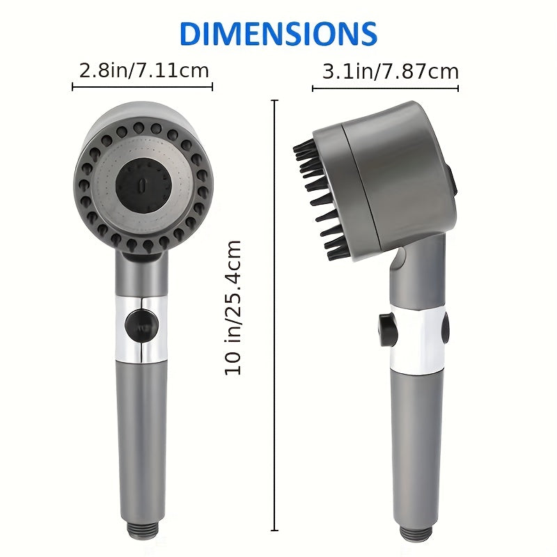 9Pcs High Pressure Turbo Handheld Shower Head, Multiple Spray Modes with 5 Filters, Hard Water Purifying Power Wash Showerhead, On/Off Switch for Pet Bath & Standing Shower, White