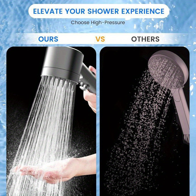 9Pcs High Pressure Turbo Handheld Shower Head, Multiple Spray Modes with 5 Filters, Hard Water Purifying Power Wash Showerhead, On/Off Switch for Pet Bath & Standing Shower, White