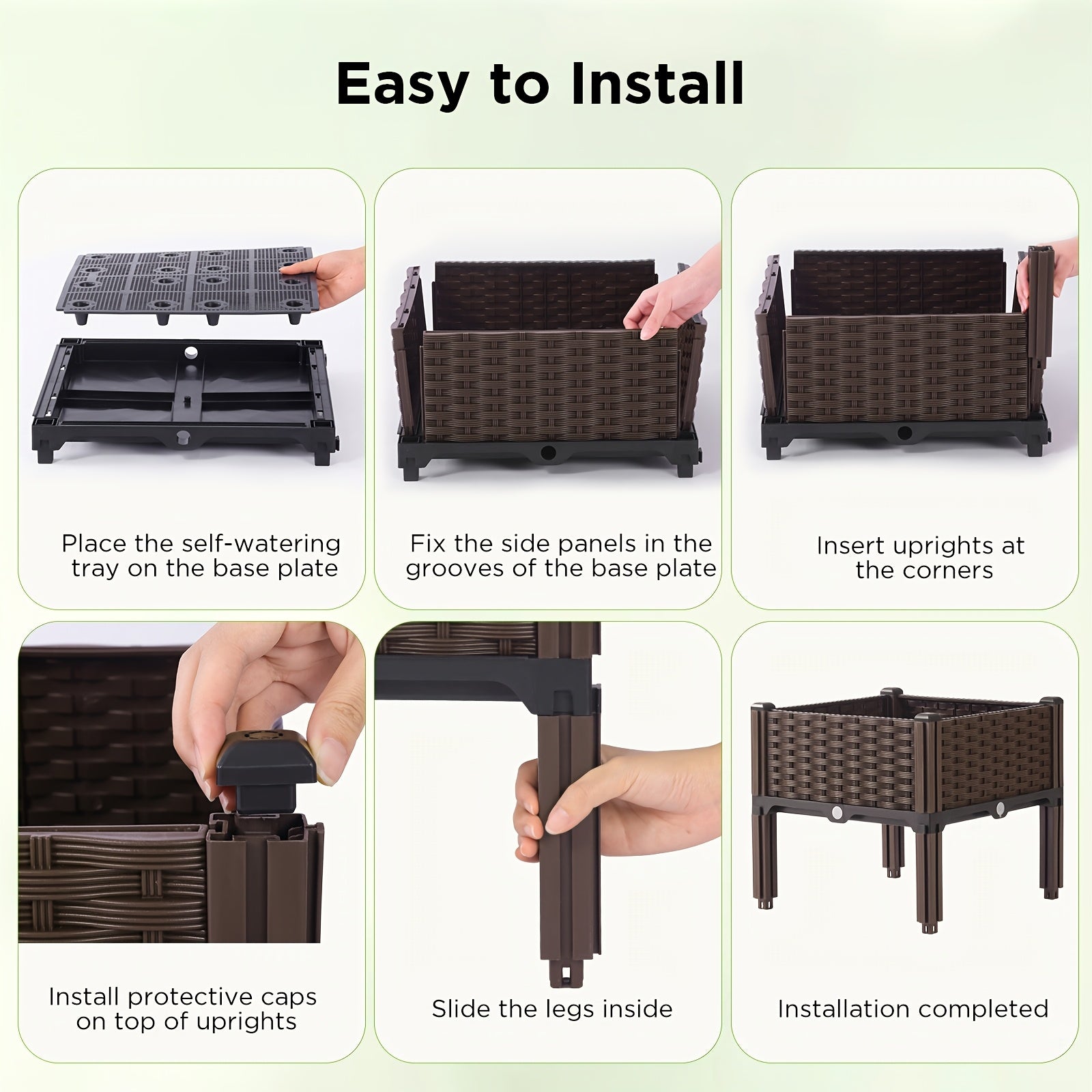 Dual/Triple Compartment Raised Garden Bed Kit, Weather Resistant Durable Plastic Rectangular Planter Box, Easy to Assemble Elevated Planting Container for Yard Garden Patio Outdoor Use