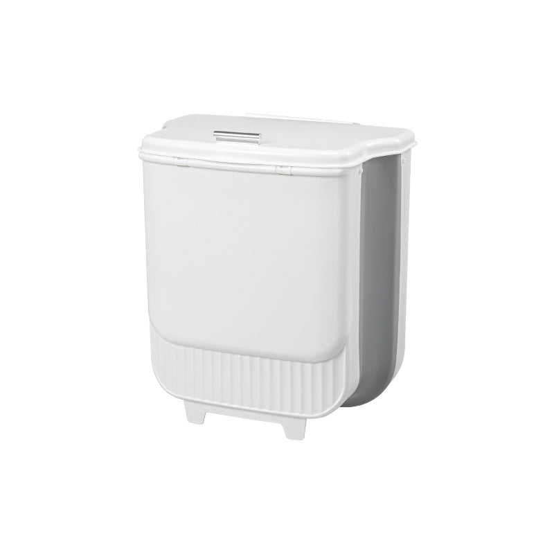 Collapsible Wall Mounted Trash Can with Lid, Hanging Kitchen Cabinet Door Trash Bin, Household Toilet Storage Waste Basket