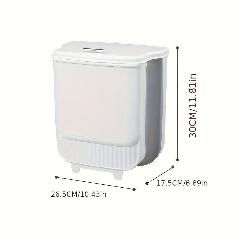 Collapsible Wall Mounted Trash Can with Lid, Hanging Kitchen Cabinet Door Trash Bin, Household Toilet Storage Waste Basket