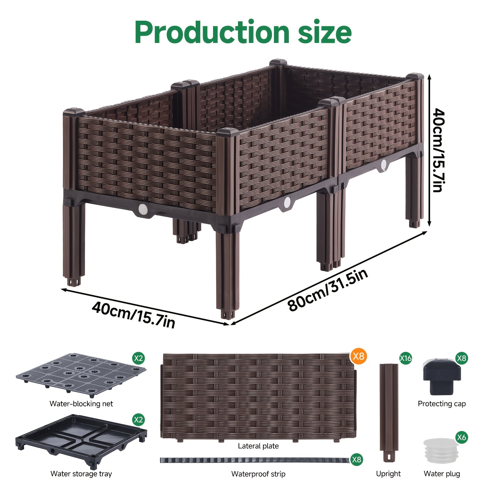 Dual/Triple Compartment Raised Garden Bed Kit, Weather Resistant Durable Plastic Rectangular Planter Box, Easy to Assemble Elevated Planting Container for Yard Garden Patio Outdoor Use