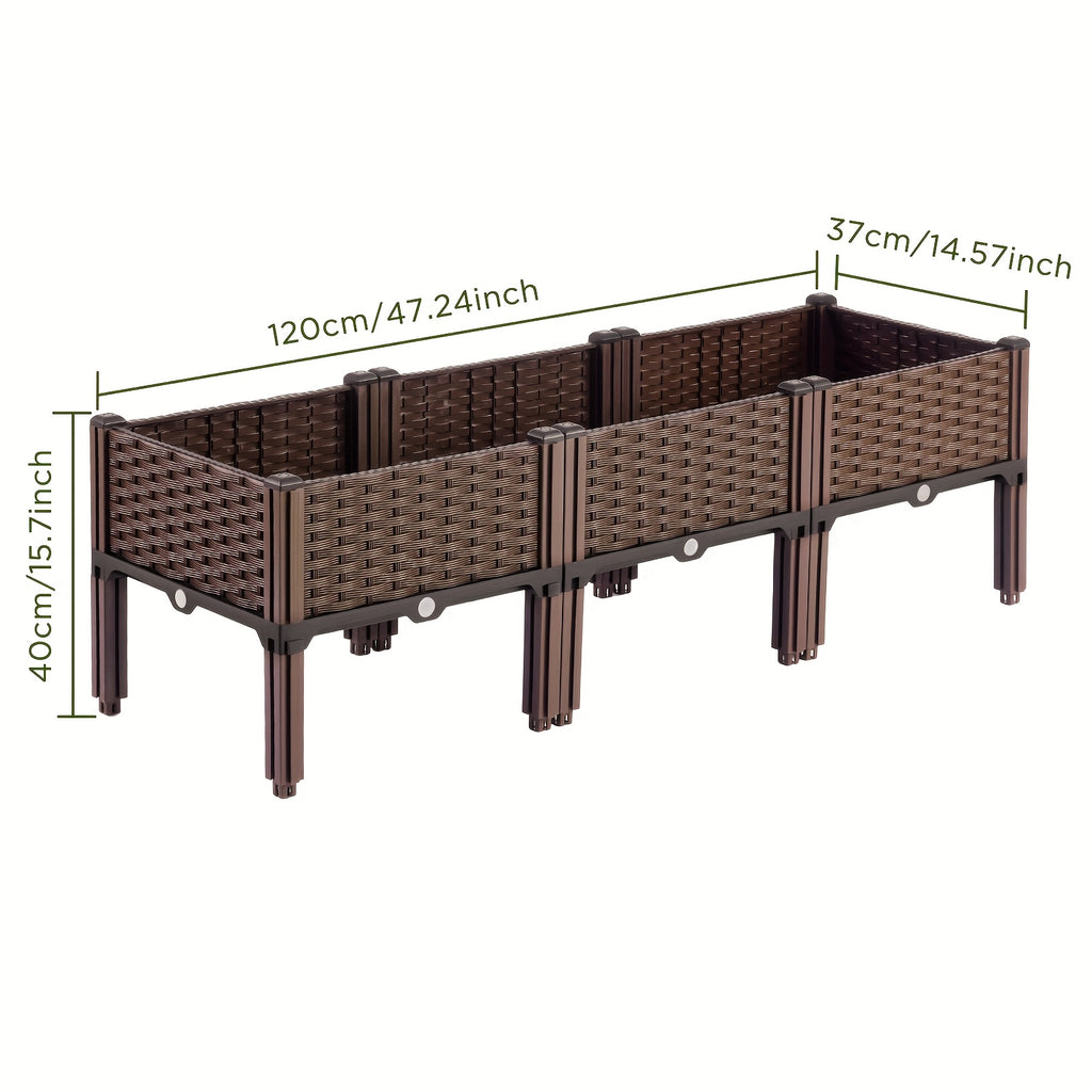 Dual/Triple Compartment Raised Garden Bed Kit, Weather Resistant Durable Plastic Rectangular Planter Box, Easy to Assemble Elevated Planting Container for Yard Garden Patio Outdoor Use