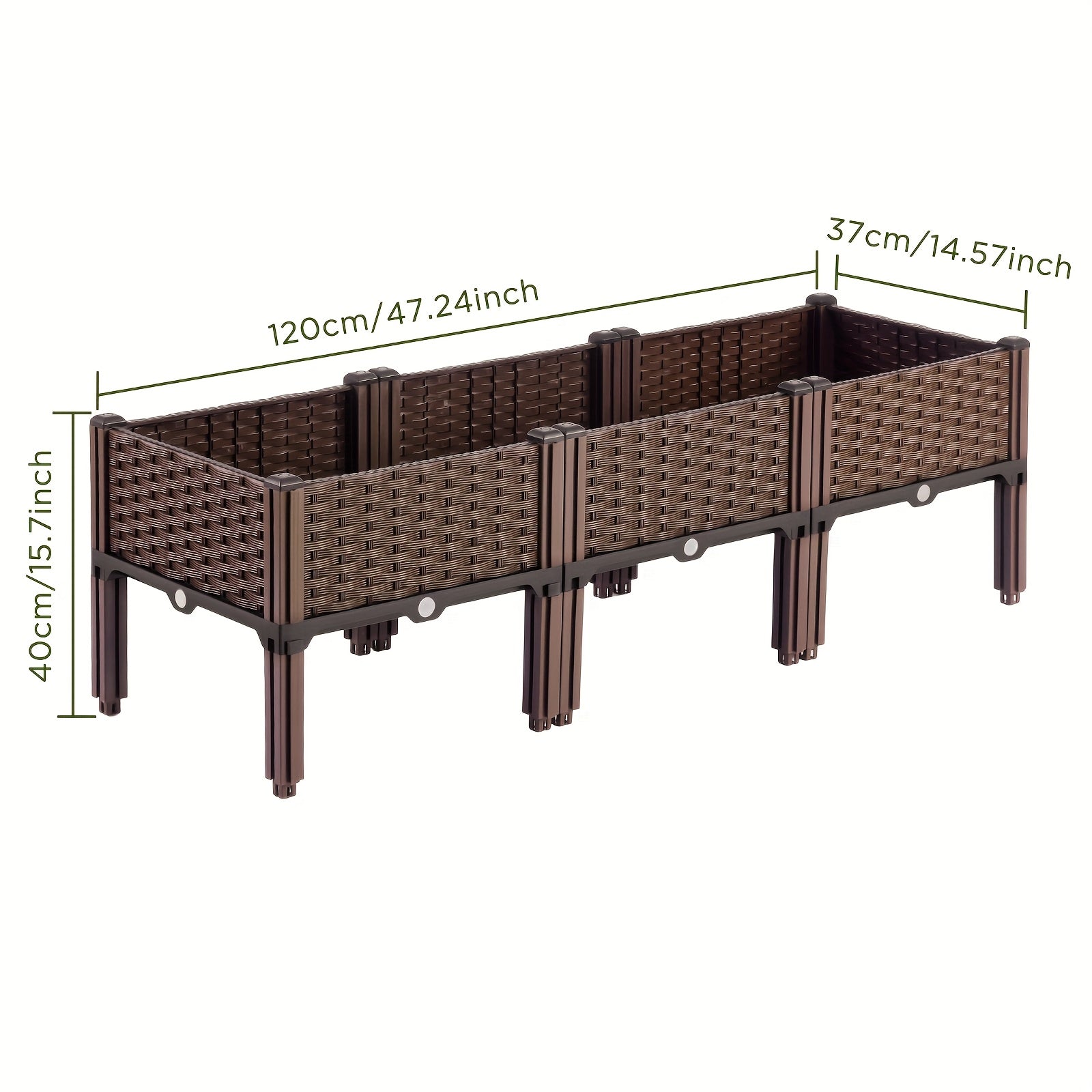 Dual/Triple Compartment Raised Garden Bed Kit, Weather Resistant Durable Plastic Rectangular Planter Box, Easy to Assemble Elevated Planting Container for Yard Garden Patio Outdoor Use