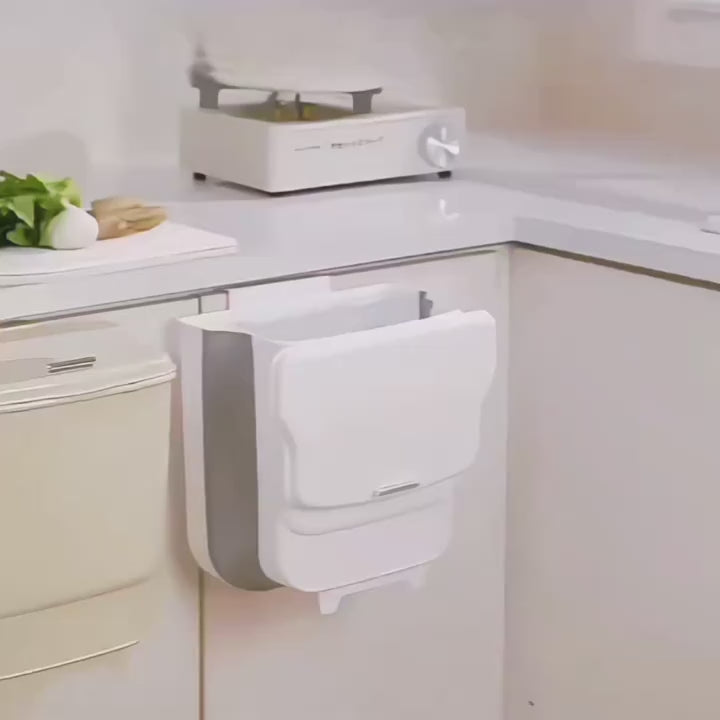 Collapsible Wall Mounted Trash Can with Lid, Hanging Kitchen Cabinet Door Trash Bin, Household Toilet Storage Waste Basket